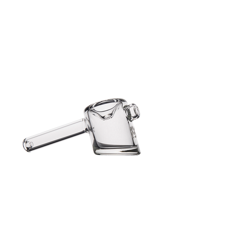 MJ Arsenal Kickstand Hand Pipe with unique angled design - Clear Glass - Side View