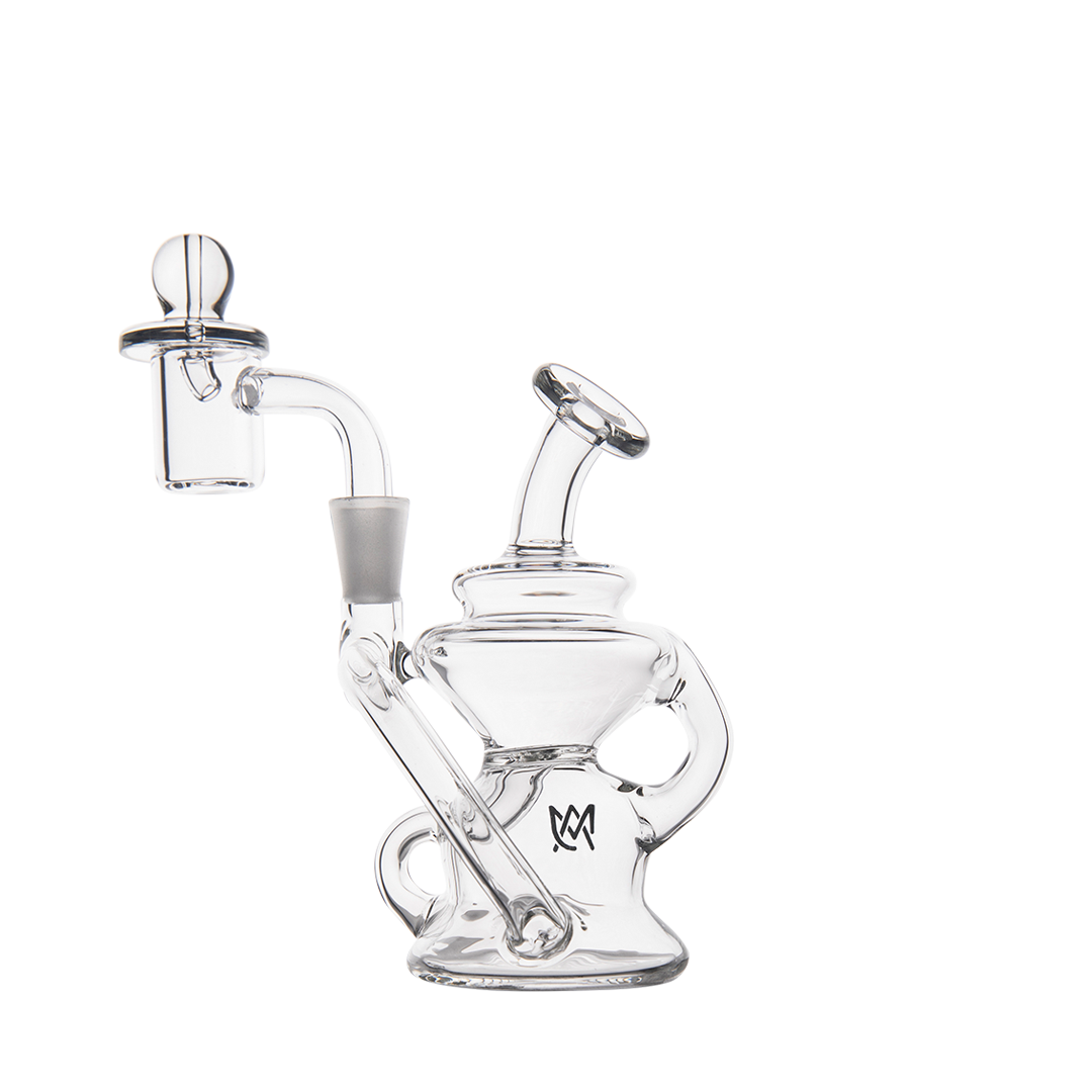 MJ Arsenal Hydra Mini Dab Rig with 90 Degree Banger Hanger, Clear Borosilicate Glass, Front View