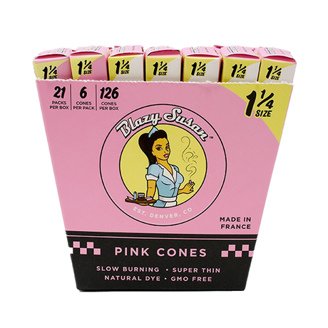 Blazy Susan Pink Paper Cones pack, 1 1/4 size, slow burning and GMO free, front view