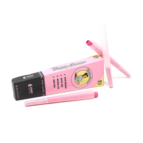 Blazy Susan Pink Paper Cones with packaging and two cones displayed on white background