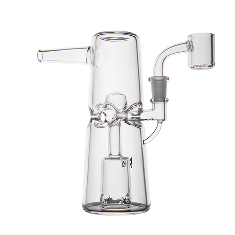 MJ Arsenal Turret Mini Dab Rig with Quartz Bucket - Compact and Clear Glass