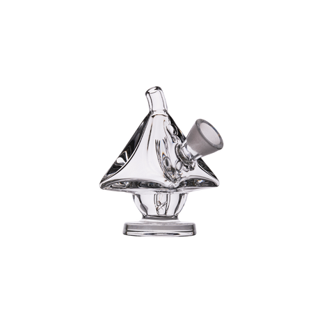 MJ Arsenal King Bubbler for dry herbs, compact clear glass with smooth filtration, front view on white