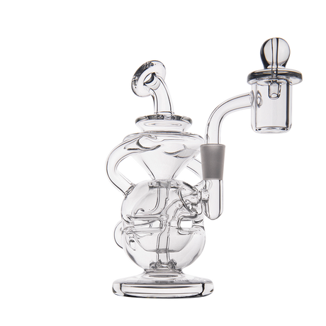 MJ Arsenal Infinity Mini Dab Rig with Quartz Banger, Compact Dual Recycler Design, Front View