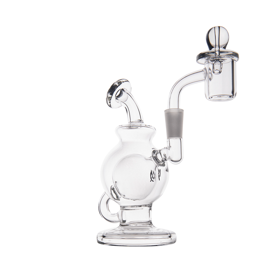 MJ Arsenal Atlas Mini Dab Rig with Honeycomb Percolation, Double Ball Design, 90 Degree View