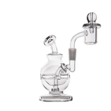 MJ Arsenal Royale Mini Dab Rig clear glass with banger hanger design, 90-degree joint, front view