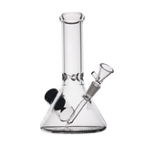 MJ Arsenal Cache Bong in clear borosilicate glass, beaker design, with a 45-degree joint, front view