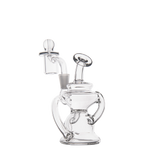 MJ Arsenal Hydra Mini Dab Rig in clear borosilicate glass, 90-degree joint, front view on white background