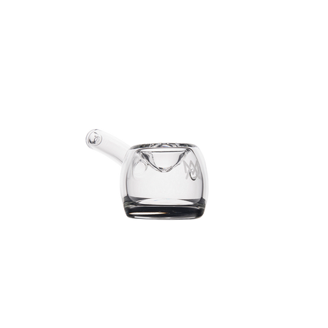 MJ Arsenal Perch Hand Pipe - Compact Clear Glass - Angled Side View on Seamless White Background