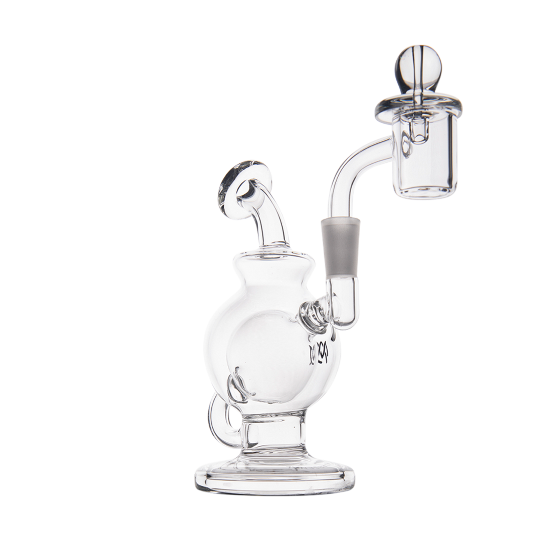 MJ Arsenal Atlas Mini Dab Rig with Honeycomb Percolator, Clear Glass, Front View