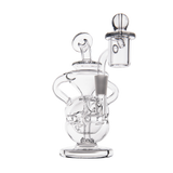 MJ Arsenal Infinity Mini Dab Rig, clear borosilicate glass, compact design with recycler, front view