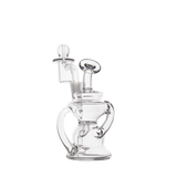 MJ Arsenal Hydra Mini Dab Rig with clear borosilicate glass, 90-degree banger hanger, front view