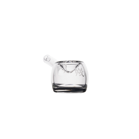 MJ Arsenal Perch Hand Pipe - Compact Clear Glass with Side Carb - Isolated Front View