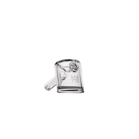 MJ Arsenal Kickstand Hand Pipe - Clear Glass, Angled View with Sturdy Stand
