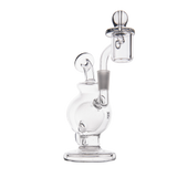 MJ Arsenal Atlas Mini Dab Rig, clear borosilicate glass, honeycomb percolator, 5" tall, front view