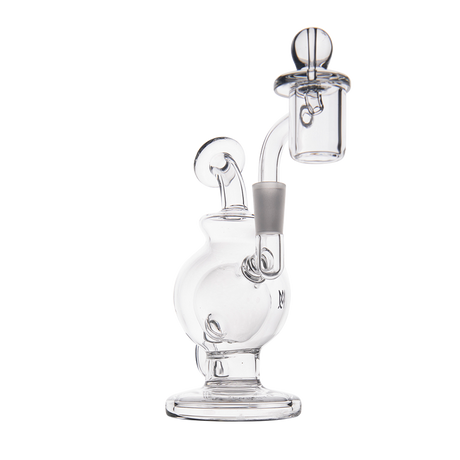 MJ Arsenal Atlas Mini Dab Rig, clear borosilicate glass, honeycomb percolator, 5" tall, front view