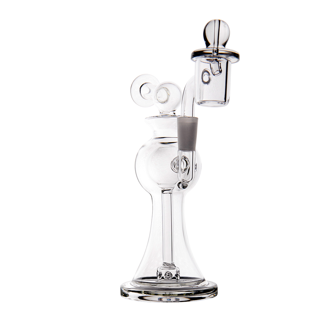 MJ Arsenal Apollo Mini Dab Rig with Puck Perc, 90 Degree Joint, and Quartz Banger - Side View