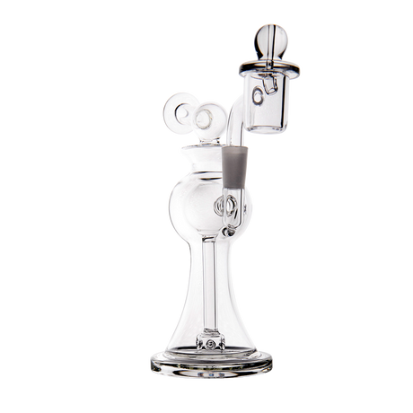 MJ Arsenal Apollo Mini Dab Rig with Puck Perc, 90 Degree Joint, and Quartz Banger - Side View