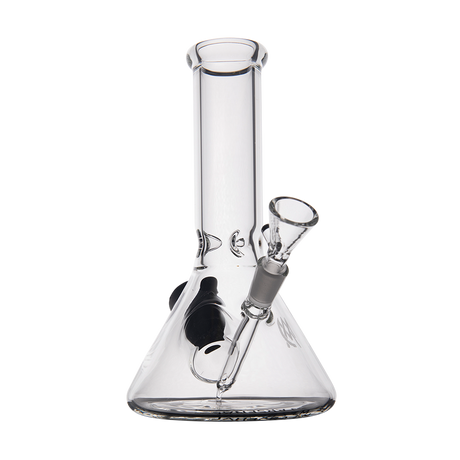 MJ Arsenal Cache Bong in clear borosilicate glass, compact beaker design, 45-degree joint
