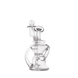 MJ Arsenal Hydra Mini Dab Rig, Compact Klein Recycler with Triple-Hole Perc, Clear Glass, Front View