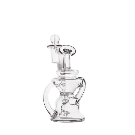 MJ Arsenal Hydra Mini Dab Rig, Compact Klein Recycler with Triple-Hole Perc, Clear Glass, Front View