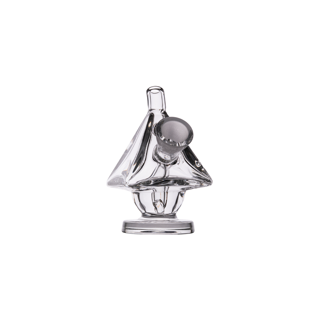 MJ Arsenal King Bubbler, clear borosilicate glass, compact design, for dry herbs, front view on white background