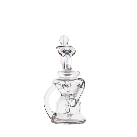 MJ Arsenal Hydra Mini Dab Rig, Compact Klein Recycler with Triple-Hole Perc, 90 Degree Joint, Front View