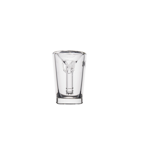 MJ Arsenal Basin Compact Bubbler, 100% Borosilicate, Front View on Seamless White