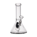 MJ Arsenal Cache Bong in clear borosilicate glass, beaker design with 45-degree joint, front view