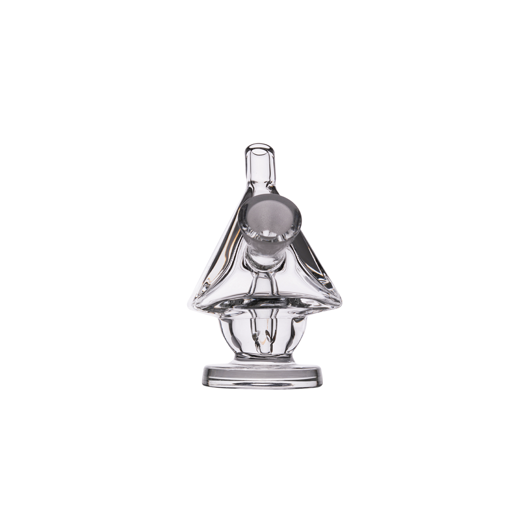 MJ Arsenal King Bubbler in clear borosilicate glass, compact design for dry herbs, front view on white background
