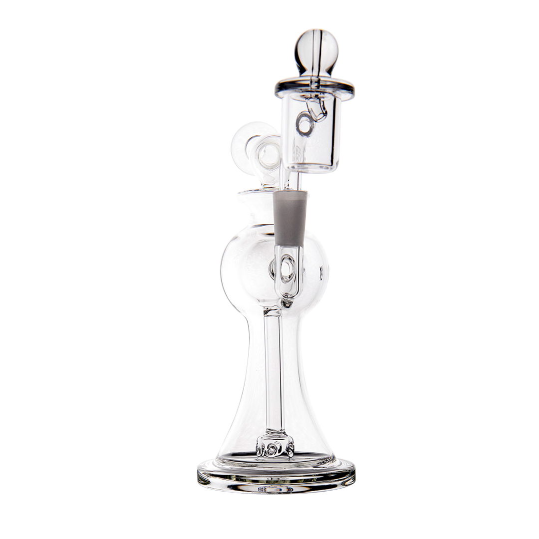 MJ Arsenal Apollo Mini Dab Rig with Puck Perc, 10mm female joint, portable 7" height, clear glass