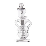 MJ Arsenal Infinity Mini Dab Rig, clear borosilicate glass, 90-degree banger hanger design, front view