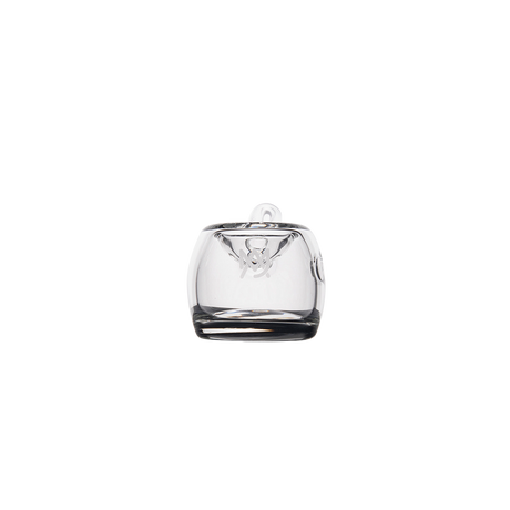 MJ Arsenal Perch Hand Pipe - Compact Clear Glass - Angled Front View on Seamless White