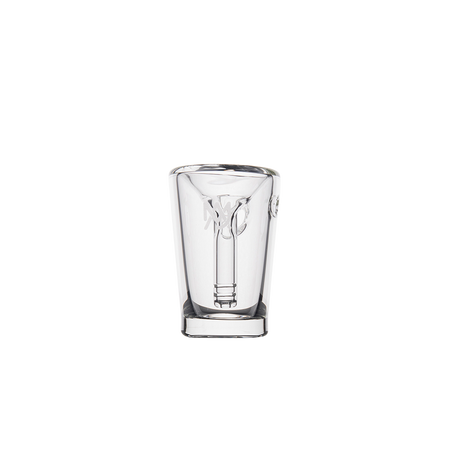 MJ Arsenal Basin Compact Bubbler front view, clear 100% borosilicate glass with advanced water filtration