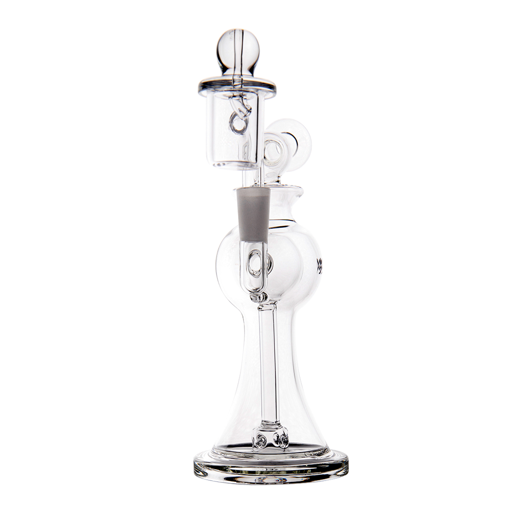 MJ Arsenal Apollo Mini Dab Rig with puck perc, 7" compact borosilicate glass, 90-degree joint