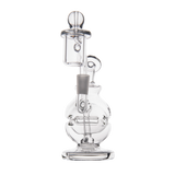 MJ Arsenal Royale Mini Dab Rig clear borosilicate glass with 90-degree banger hanger, front view