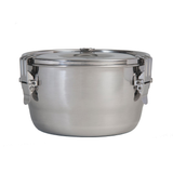 FreshStor CVault Storage Container front view, 2L-21L, airtight stainless steel with secure latches