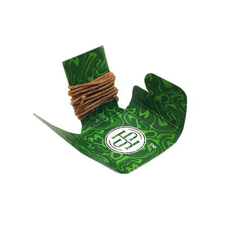 Primo Organic Hemp Wick 3.3' with green patterned label, shown unrolled for easy lighting