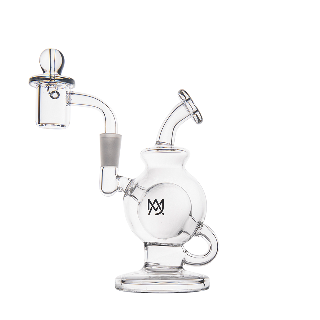 MJ Arsenal Atlas Mini Dab Rig with Honeycomb Percolator, Clear Borosilicate Glass, Front View