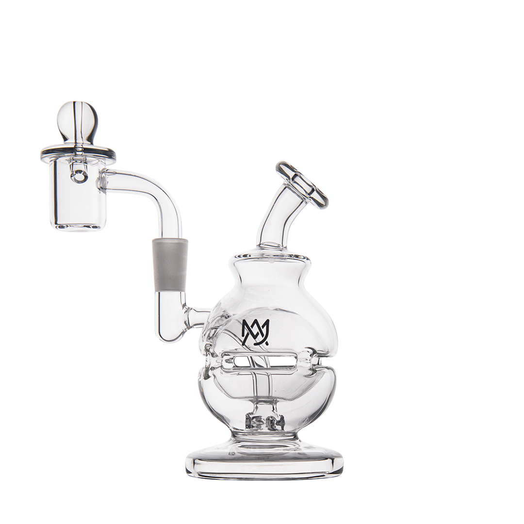 MJ Arsenal Royale Mini Dab Rig with 90 Degree Banger Hanger, Clear Borosilicate Glass, Front View