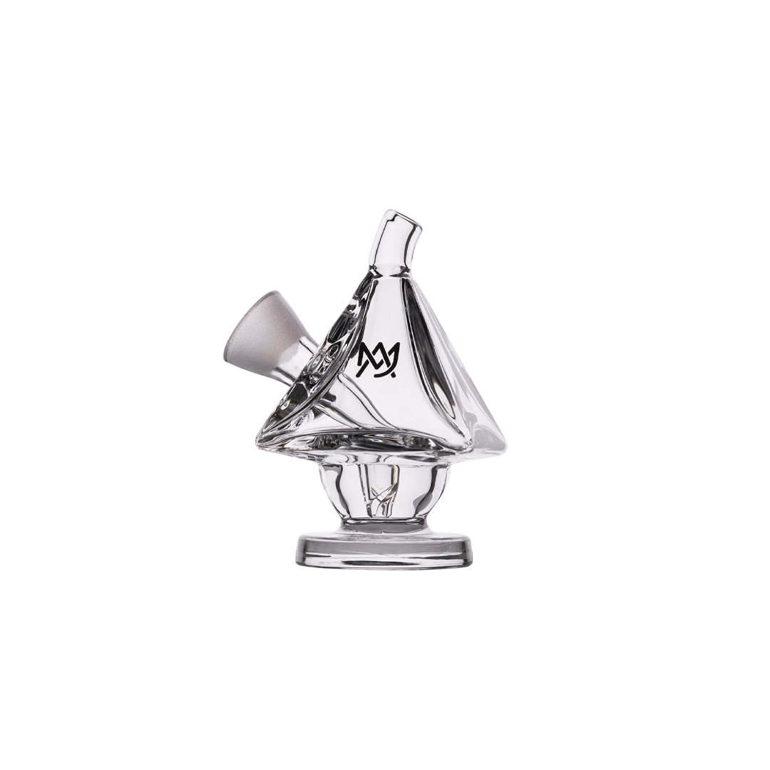MJ Arsenal King Bubbler, clear borosilicate glass, compact & portable, 45-degree joint, front view