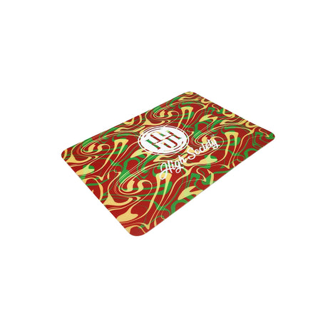 High Society Rasta-themed Rectangle Dab Mat with Swirling Patterns - Top View