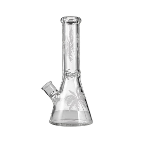 Sunakin America BKR9 Beaker Bong - Clear Glass with Etched Leaves - Front View