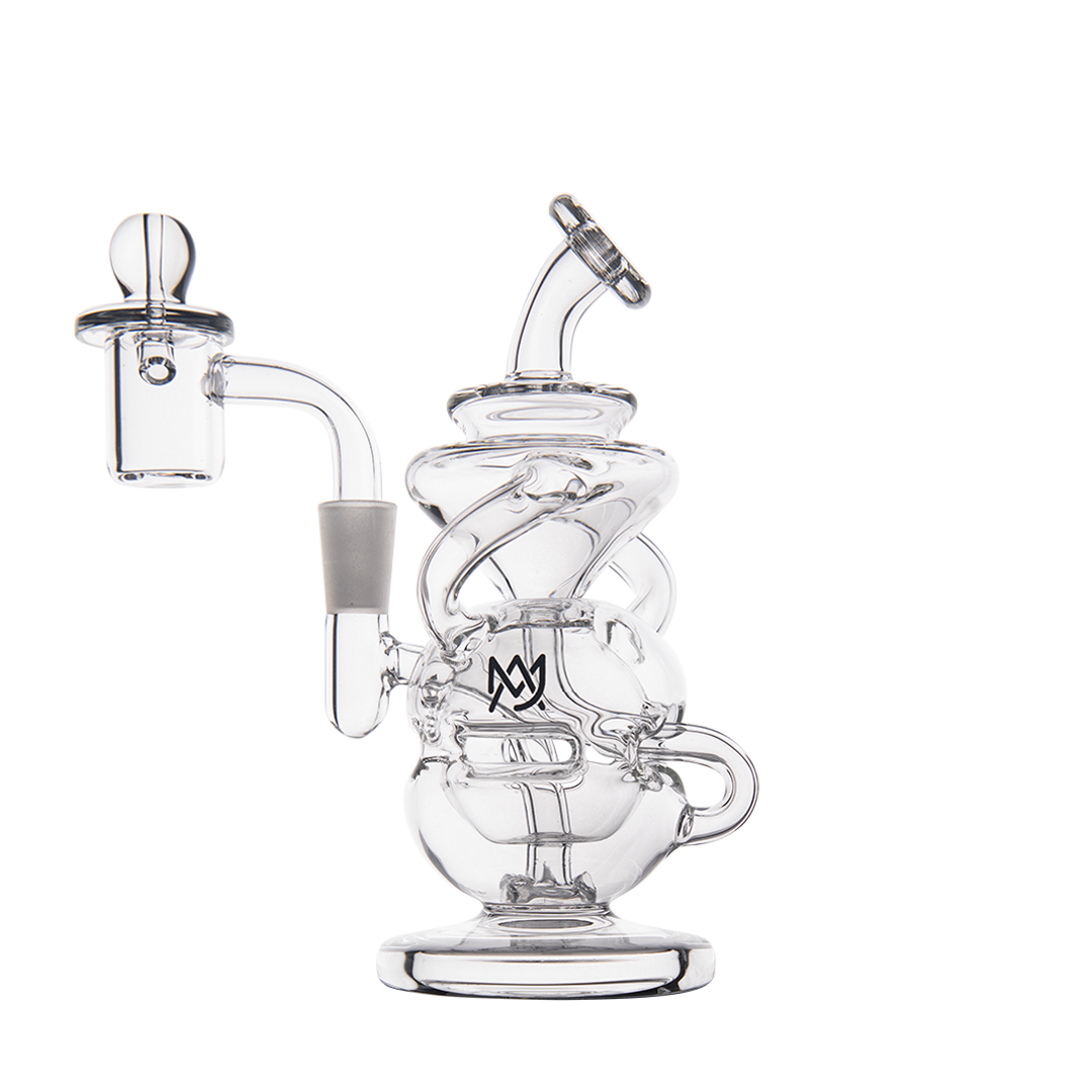 MJ Arsenal Infinity Mini Dab Rig with 90 Degree Banger Hanger, Clear Borosilicate Glass, Front View