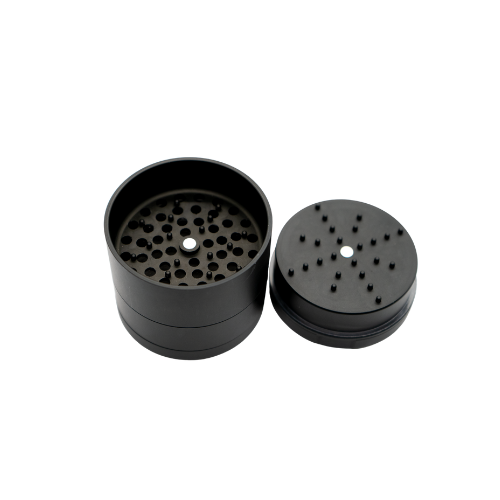 Stacheproductswholesale Grynder (N.Y.A.G) 5 Piece, black food grinder side view on white background