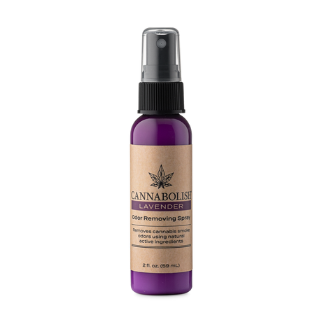 Cannabolish Lavender Odor-Eliminating Spray, 2 fl. oz. bottle, front view on white background