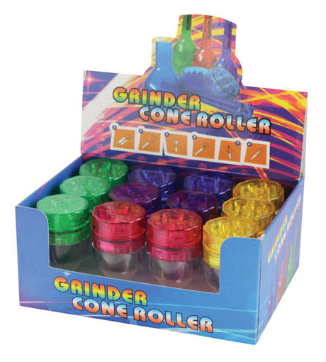 Colorful 3-in-1 Grinder, Cone Roller & Filler 12pc Display in Box