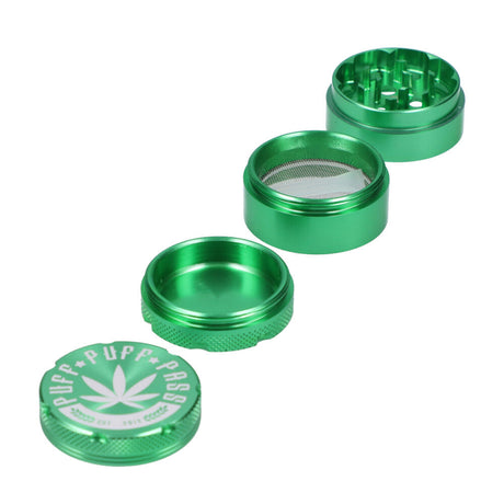 Puff Puff Pass 3 Stage 40mm Aluminum Grinder for Dry Herbs, Disassembled View