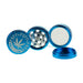 Puff Puff Pass 3 Stage 50mm Aluminum Grinder in Aqua, Disassembled View