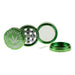 Puff Puff Pass 3-Part 50mm Aluminum Grinder in Green, Opened to Show Compartments
