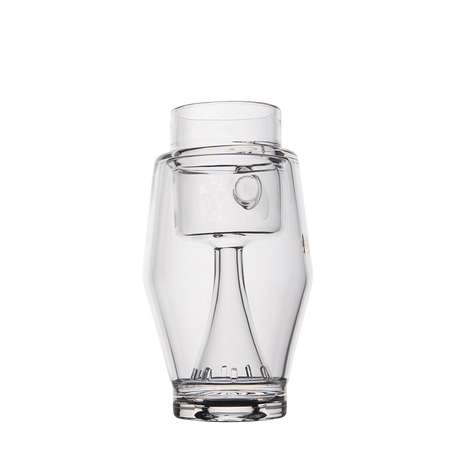 MJ Arsenal Proxy Bubbler Mini front view, clear glass dab rig with glass on glass connection